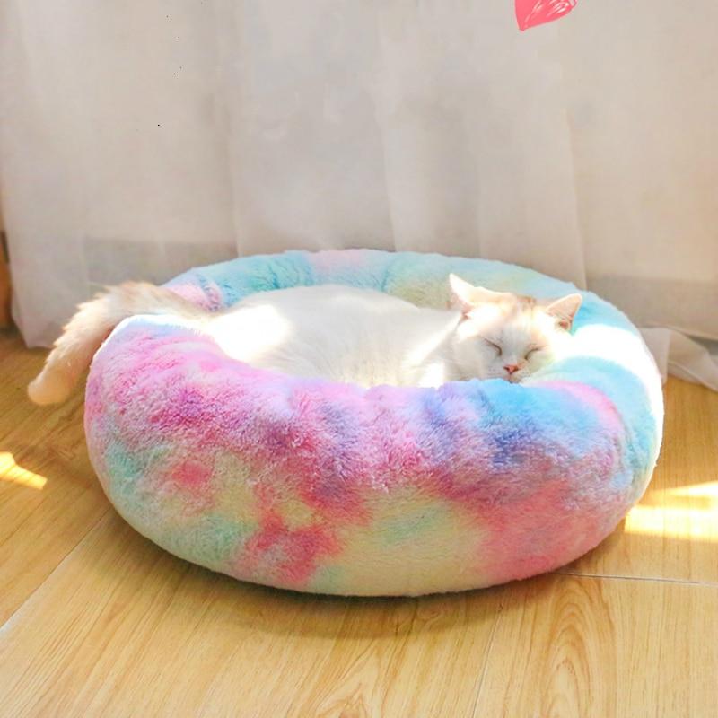 Rainbow Cozy Cat Bed - 20"