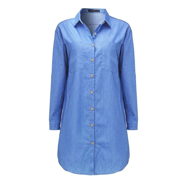 ZANZEA 2020 Spring Casual Jeans Shirt Dresses Women's Sundress Plus Size Denim Dress Female Button Down Mini Vestidos Robe Femme