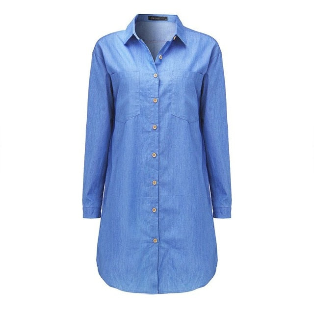 ZANZEA 2020 Spring Casual Jeans Shirt Dresses Women's Sundress Plus Size Denim Dress Female Button Down Mini Vestidos Robe Femme